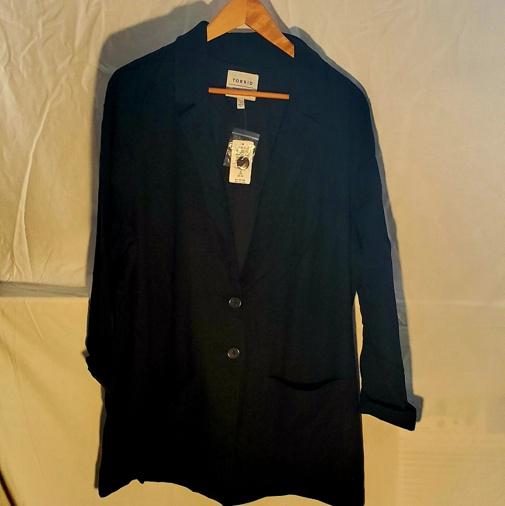 Torrid Black Linen Blazer